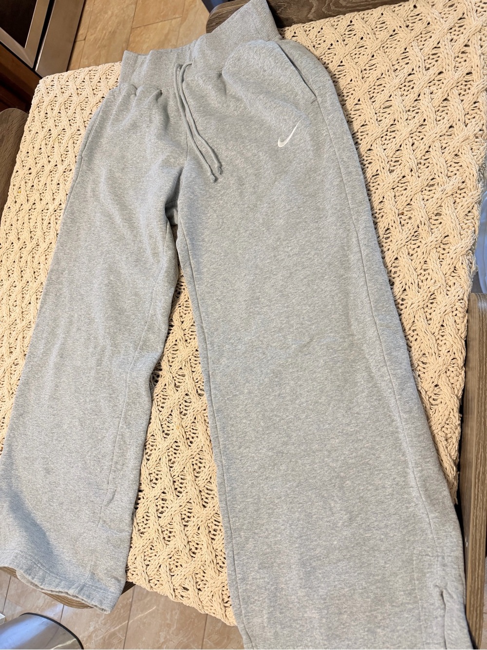 Nike Kids Light Gray Fleece Joggers with Swoosh